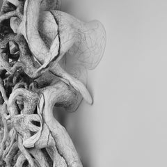 Minimal abstract, black and white wall sculpture: 'TRAVERSE'