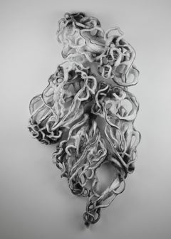 Minimal abstract, black and white wall sculpture: 'TRAVERSE'