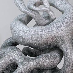 NURTURE, organic monochrome ceramic sculpture, gestrual marks