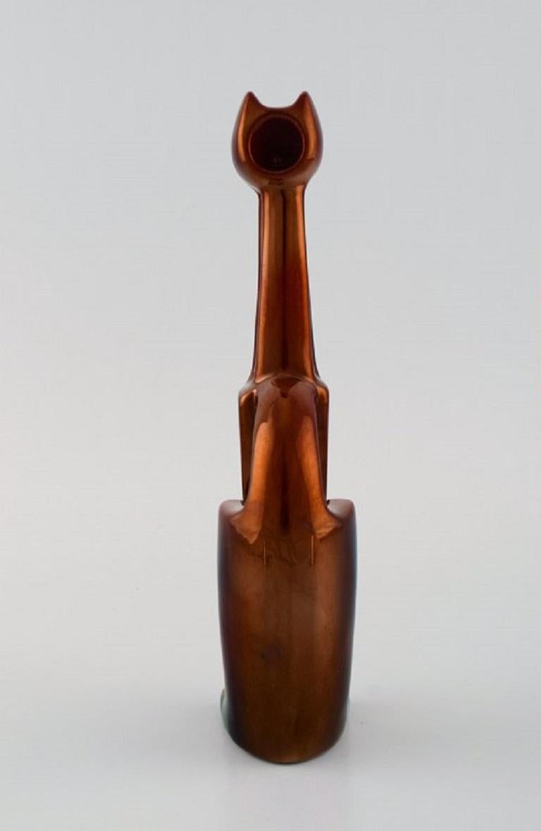 Hungarian Judit Nádor for Zsolnay, Cubist Cat in Glazed Ceramics