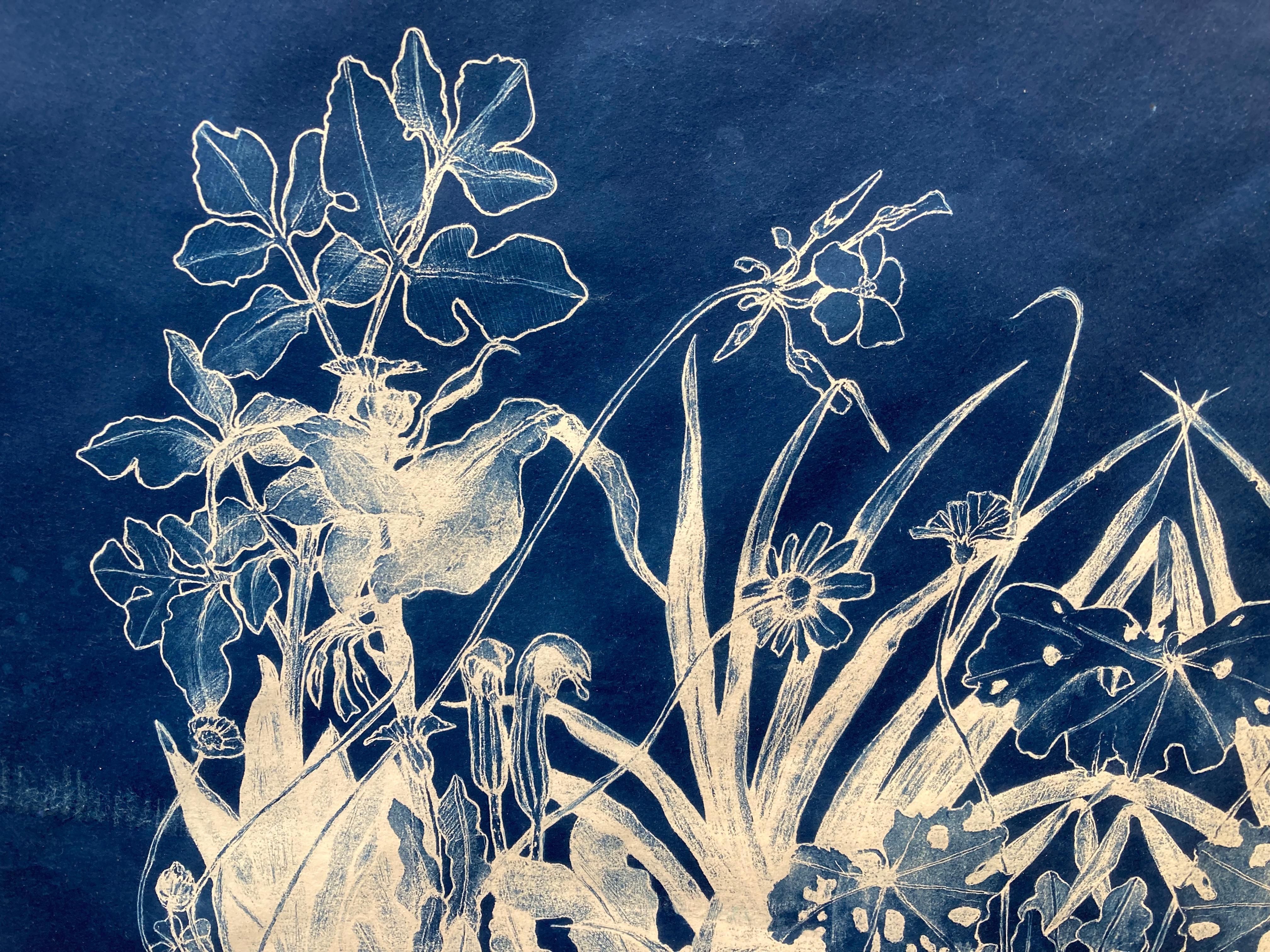 'December Roots'     Realistic/Abstract Floral Pattern Photograph in Blue/White - Print by Judith Allen-Efstathiou