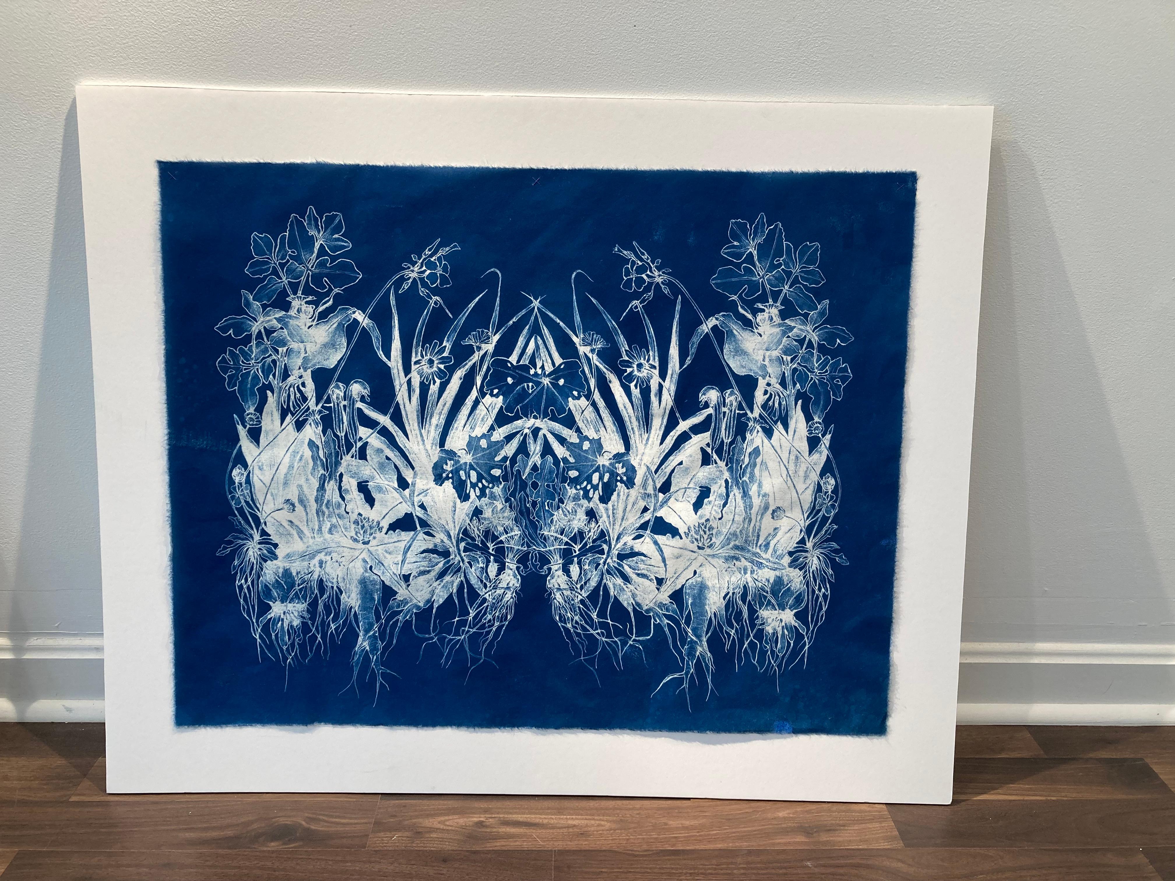 'December Roots'     Realistic/Abstract Floral Pattern Photograph in Blue/White - Purple Landscape Print by Judith Allen-Efstathiou