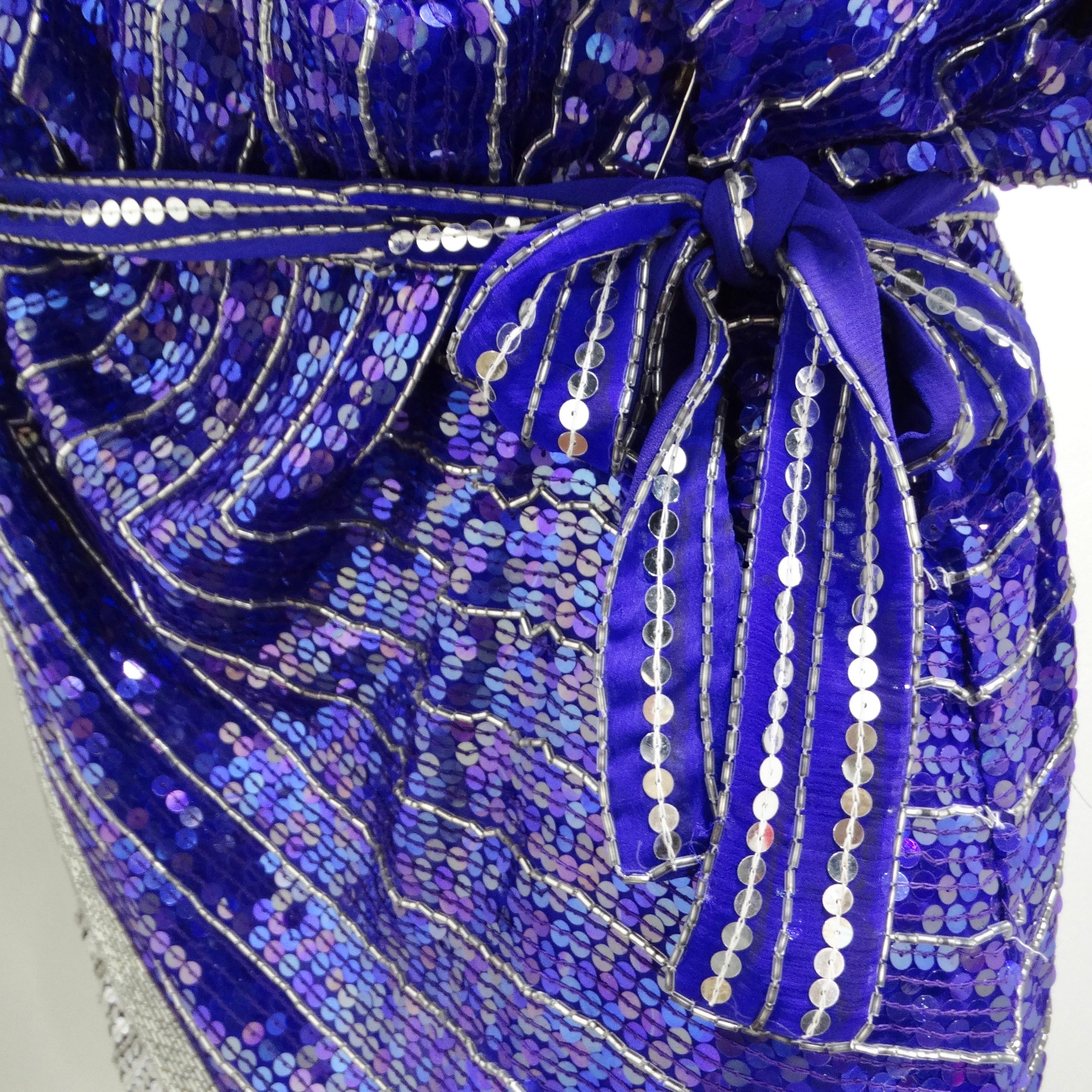Judith Ann 1980s Purple Sequin Kaftan Dress 6