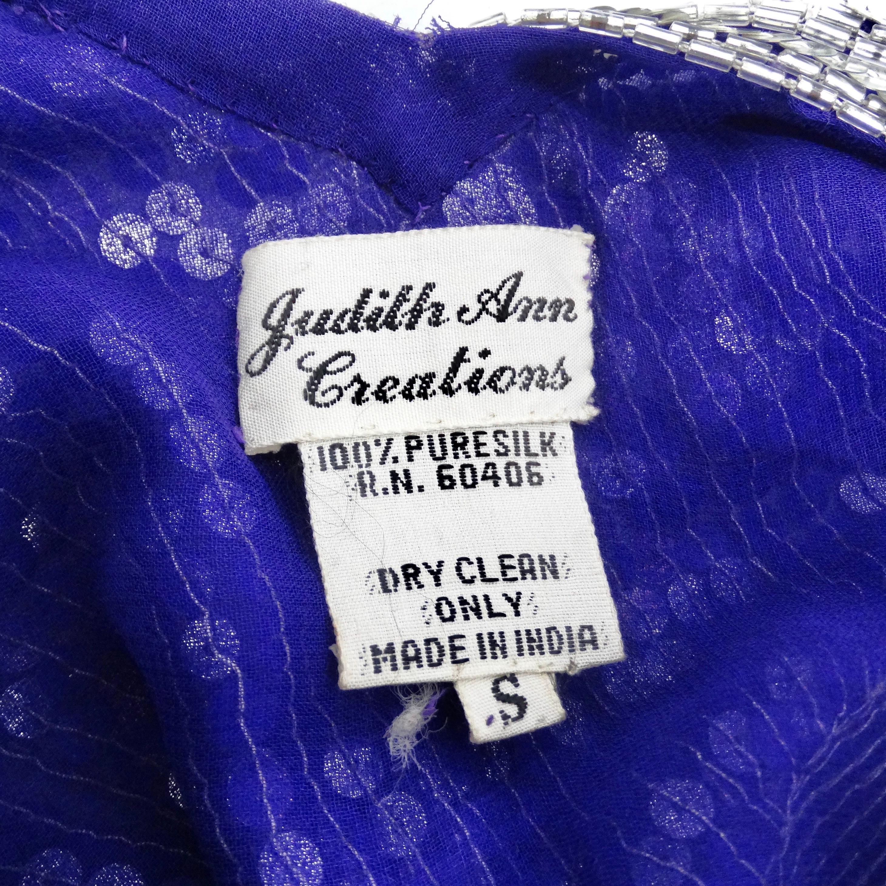 Judith Ann 1980s Purple Sequin Kaftan Dress 8