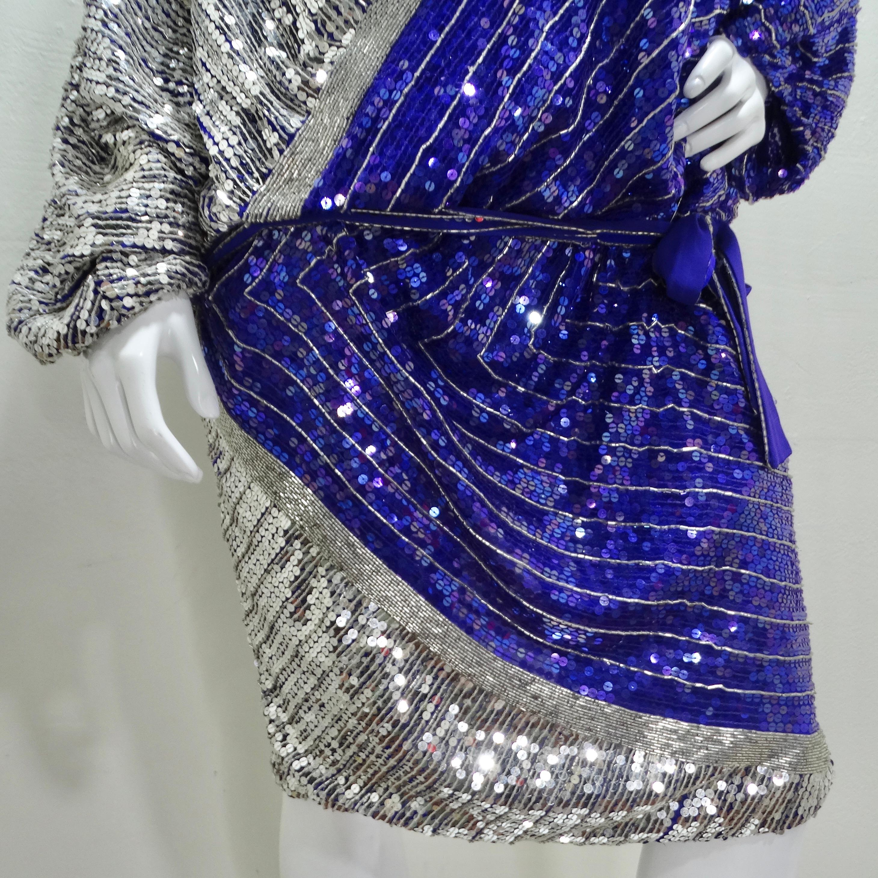 Women's or Men's Judith Ann 1980s Purple Sequin Kaftan Dress