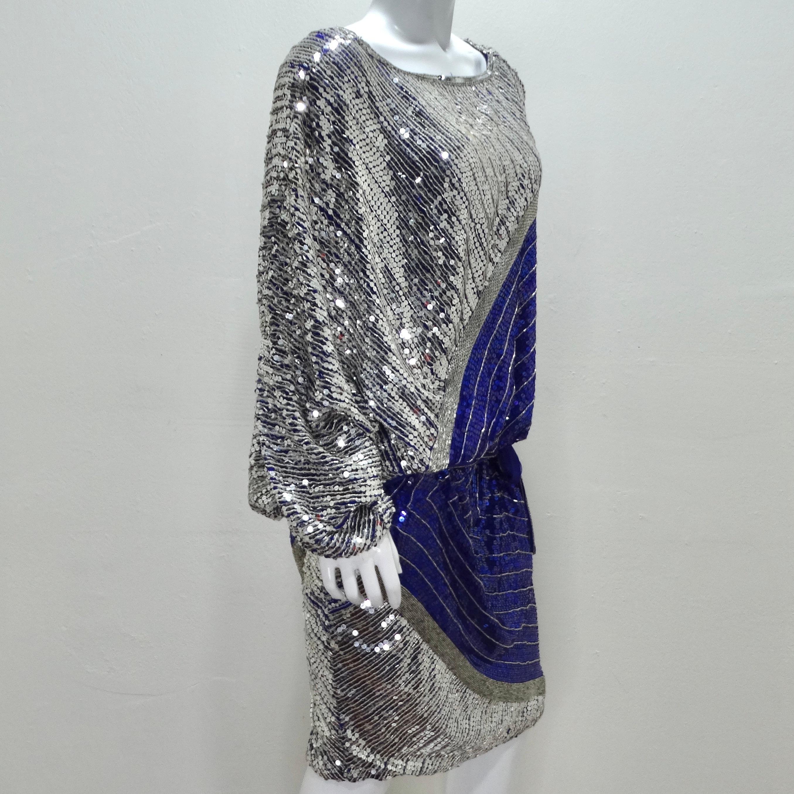 Judith Ann 1980s Purple Sequin Kaftan Dress 1