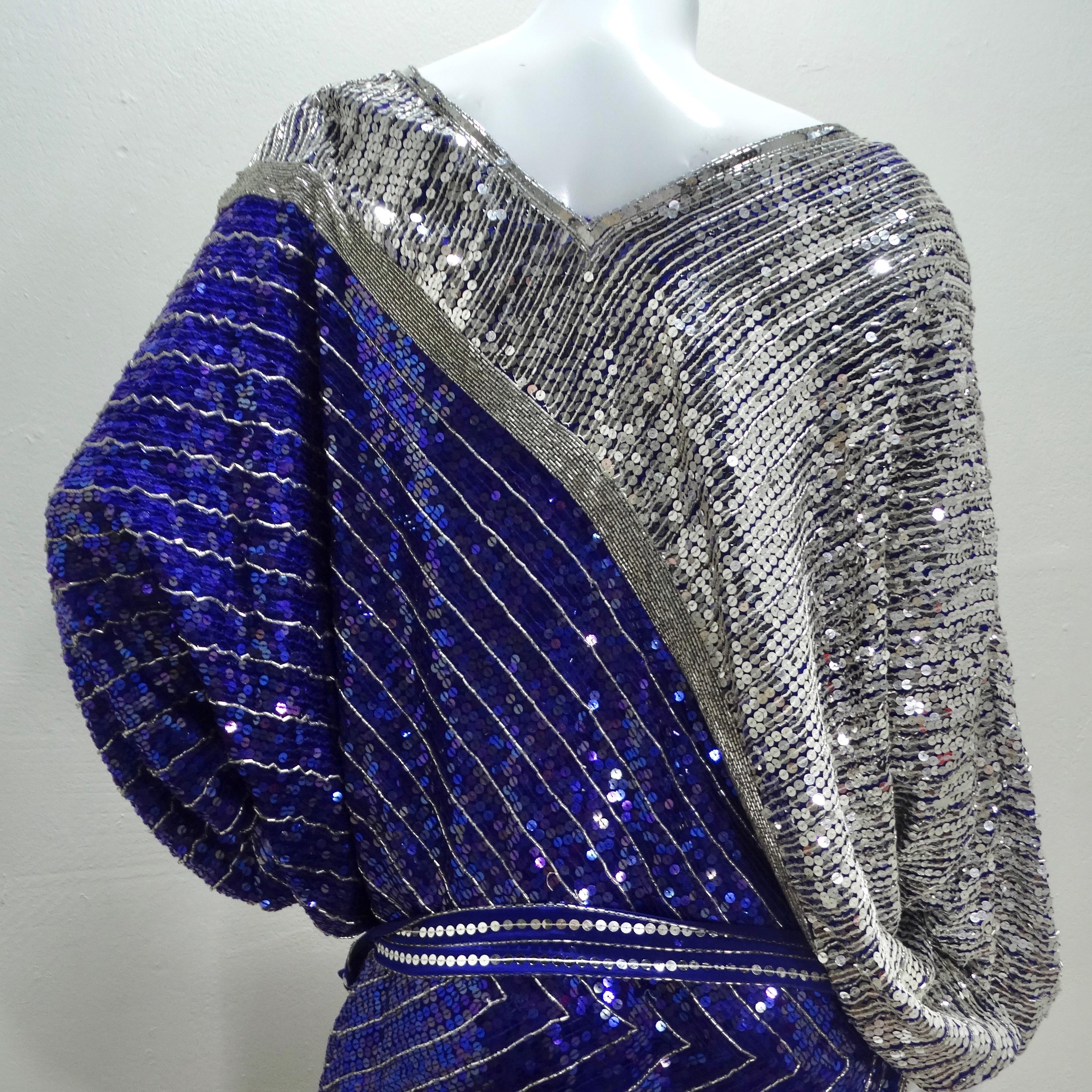 Judith Ann 1980s Purple Sequin Kaftan Dress 4