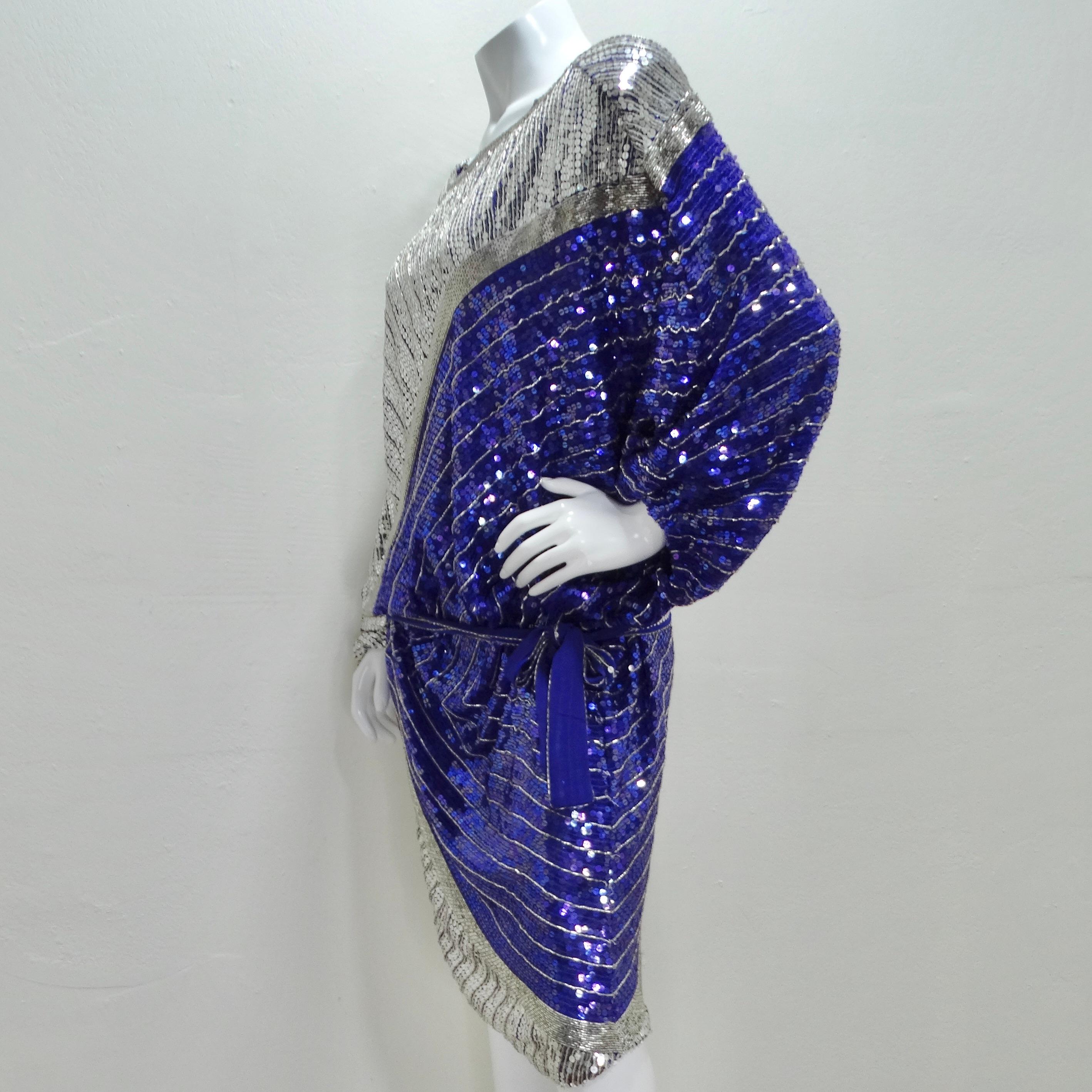 Judith Ann 1980s Purple Sequin Kaftan Dress 5