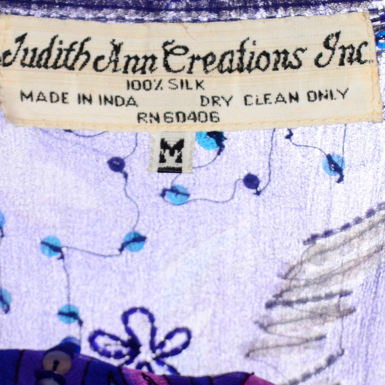 Judith Ann Creations Purple & Blue Beaded Sequin 2pc Dress with Bird Design For Sale 5