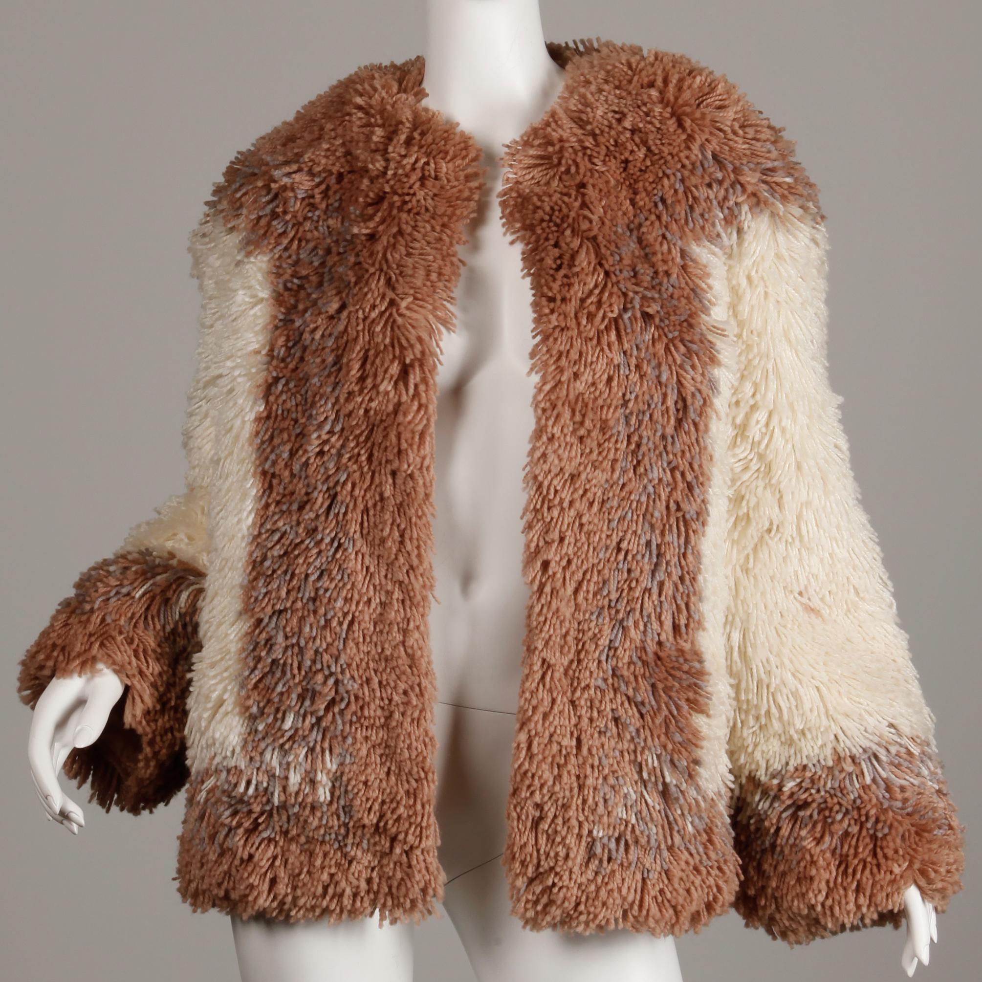 Judith Ann Vintage Schwere + warme Jacke oder Mantel aus zotteligem Woll-Kunstpelz 1980er Jahre im Zustand „Hervorragend“ im Angebot in Sparks, NV