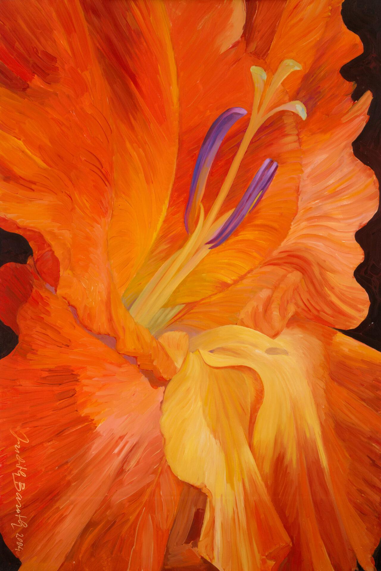 RED-HOT FLOWER - Painting by Judith Barath