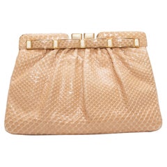 Judith Beige Leiber Snakeskin Clutch