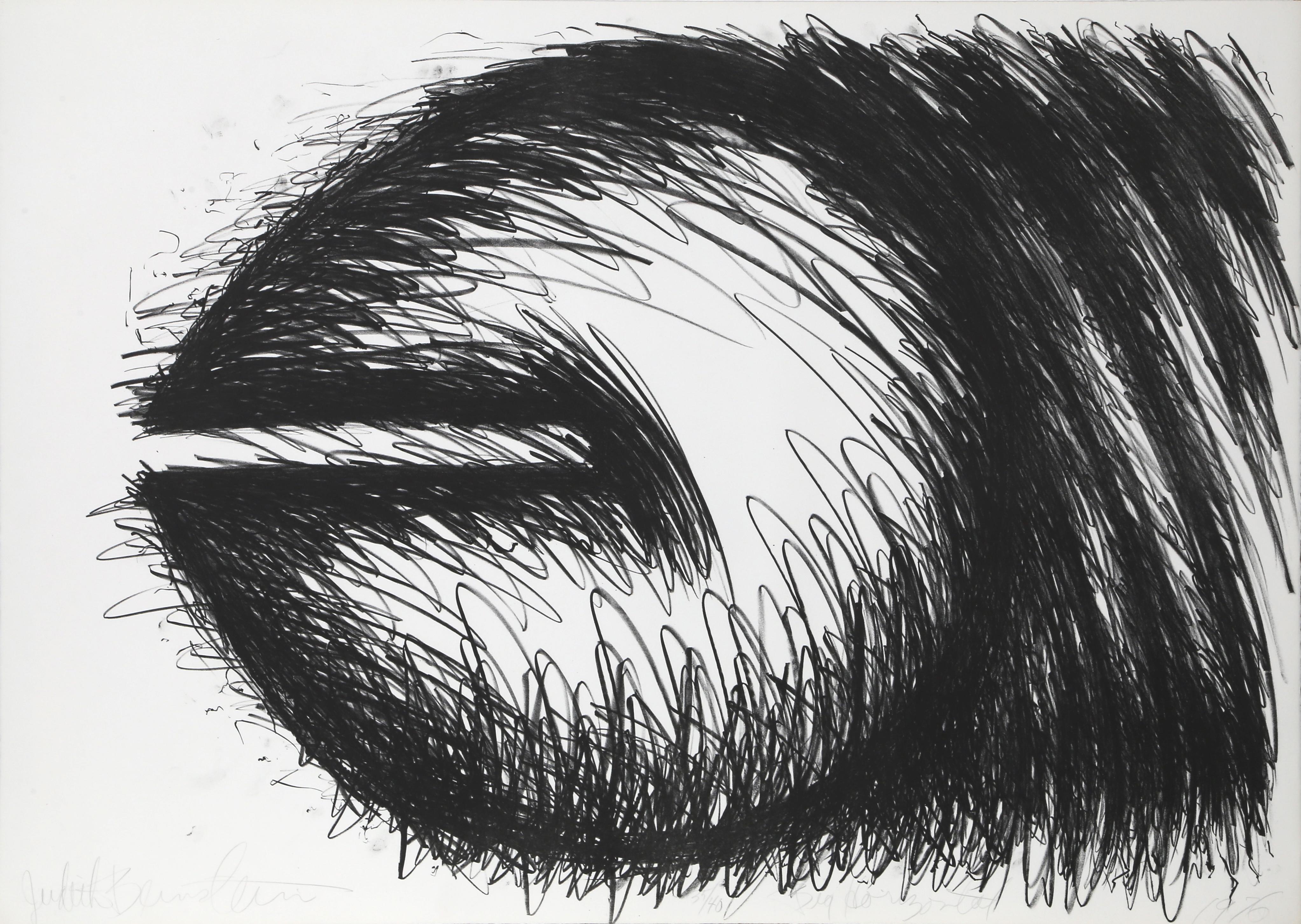 Künstlerin: Judith Bernstein, Amerikanerin (1942 - )
Titel: Große Horizontale
Jahr: 1976
Medium: Lithographie, mit Bleistift signiert und nummeriert
Auflage: 40
Größe: 29,5 x 41,5 in. (74,93 x 105,41 cm)