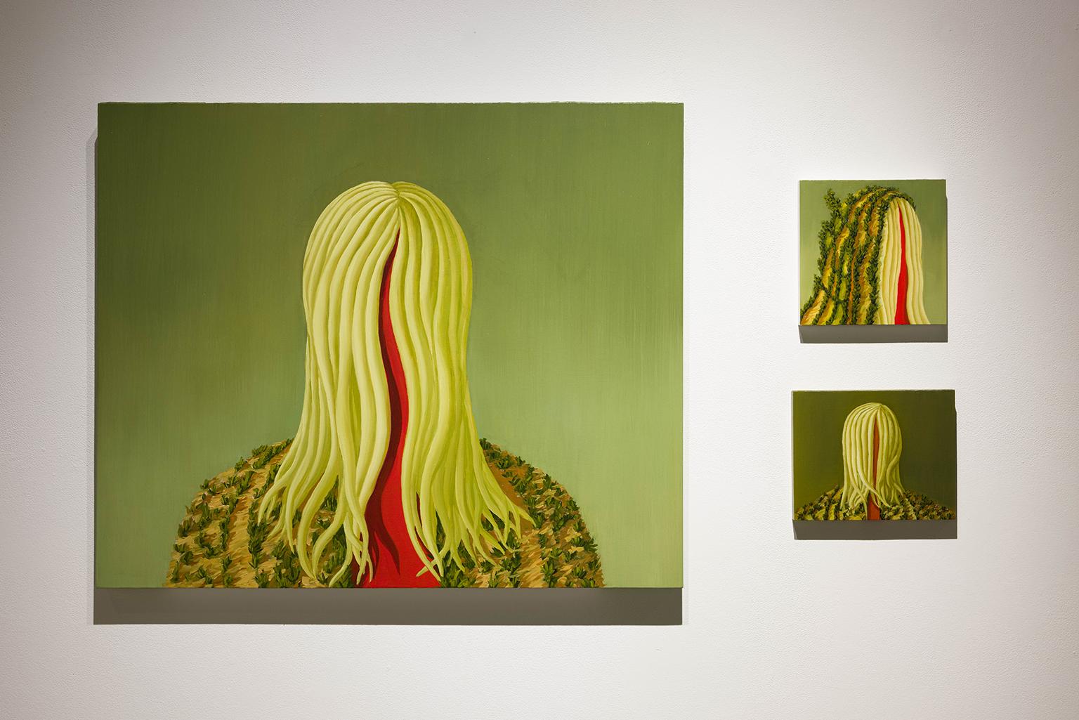 Doppio ritratto con bastoni - Figurative Painting Marrone di Judith Berry