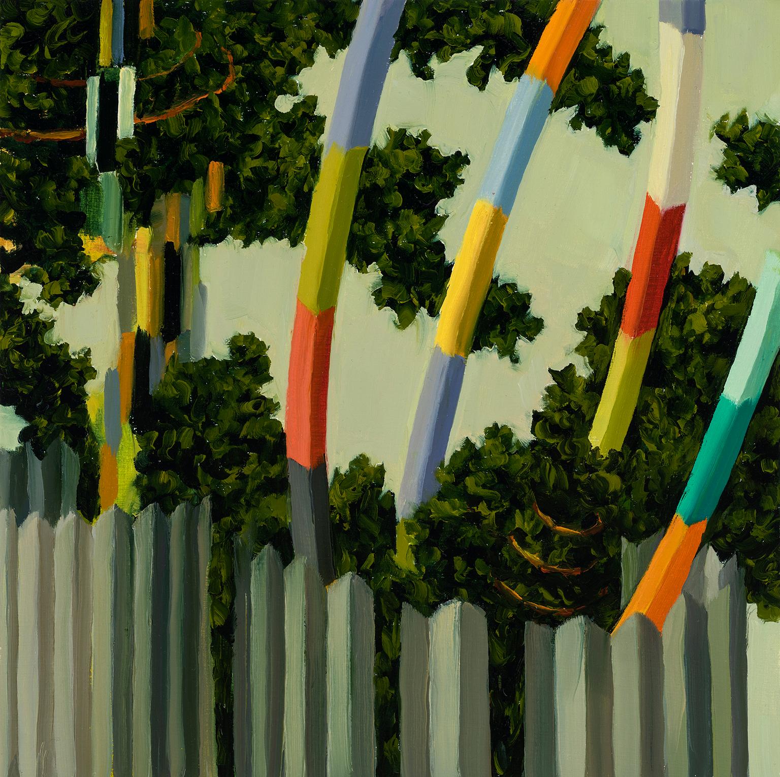 Judith Berry Abstract Painting - Fence and Poles