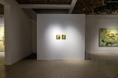 Flying Logs Abstract Oil Painting on Wood Panel, 10x10 Inches, 2010+