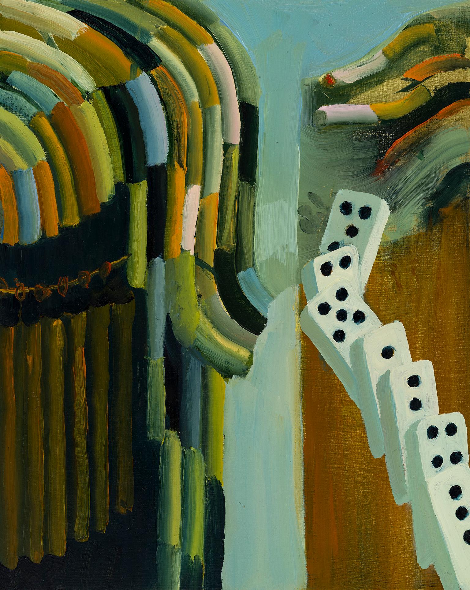 Figurative Painting di Judith Berry - Testa con Domino