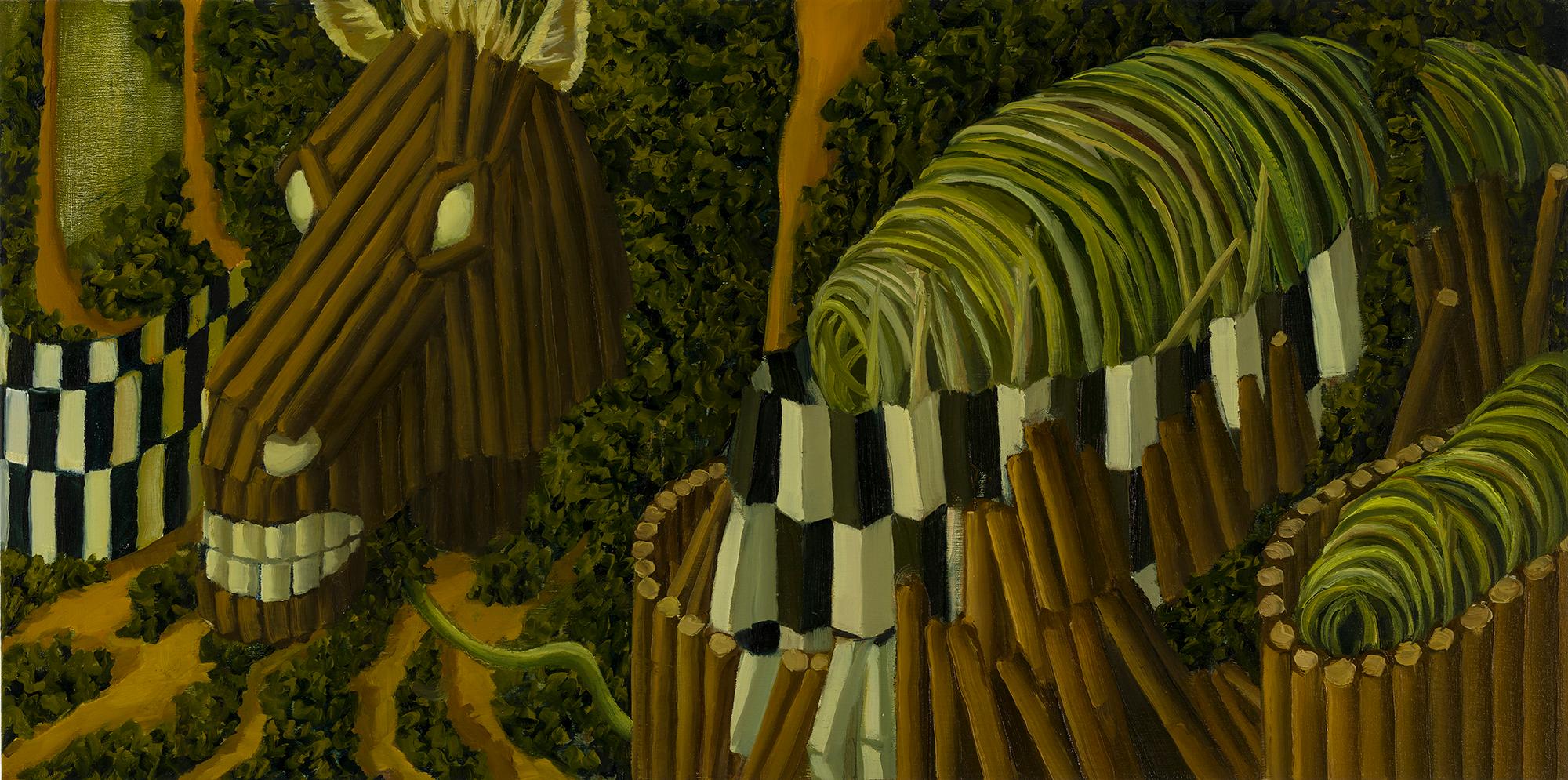 Figurative Painting di Judith Berry - Testa di cavallo in legno