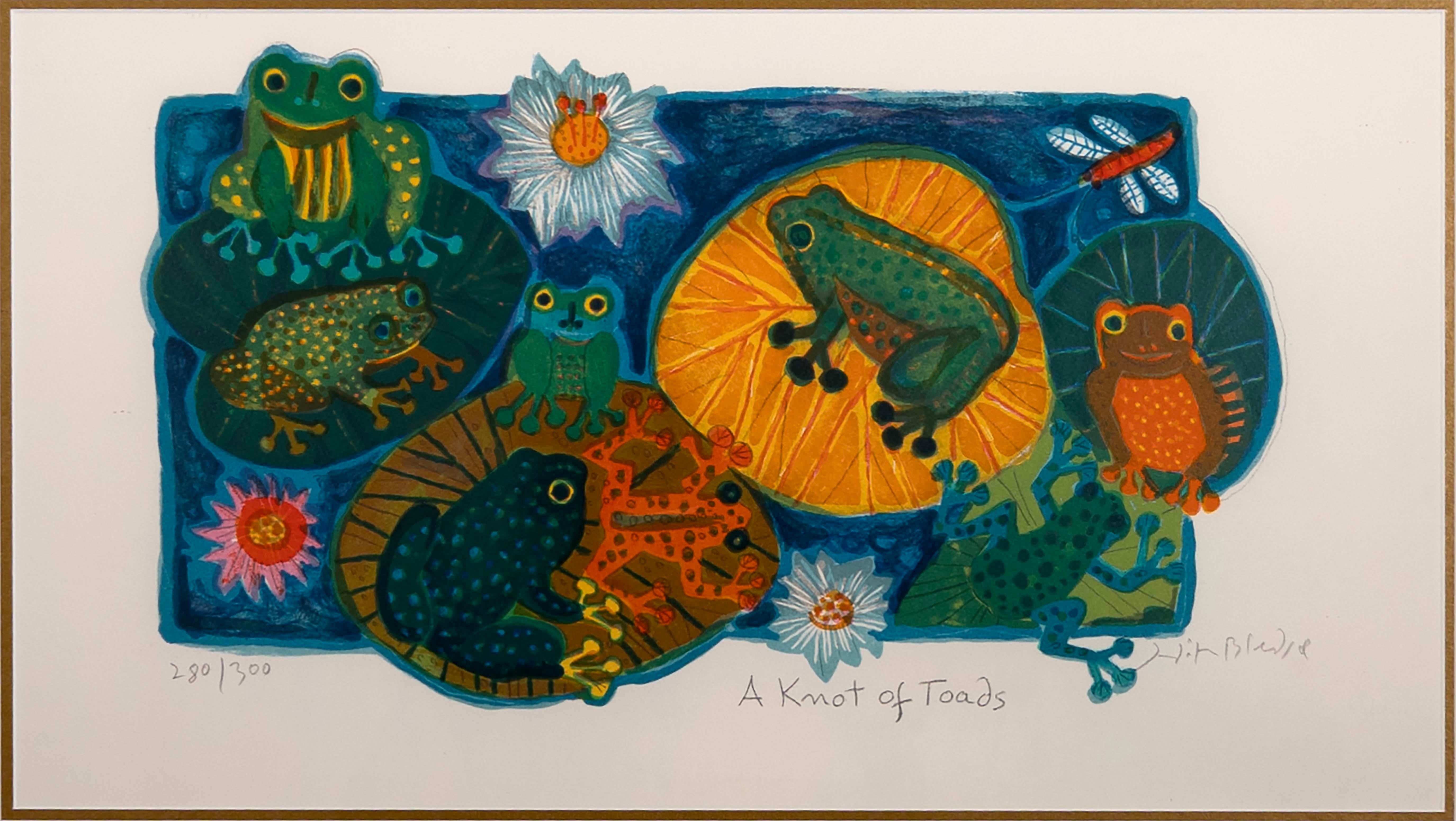 An imaginative and whimsical embossed lithograph titled 