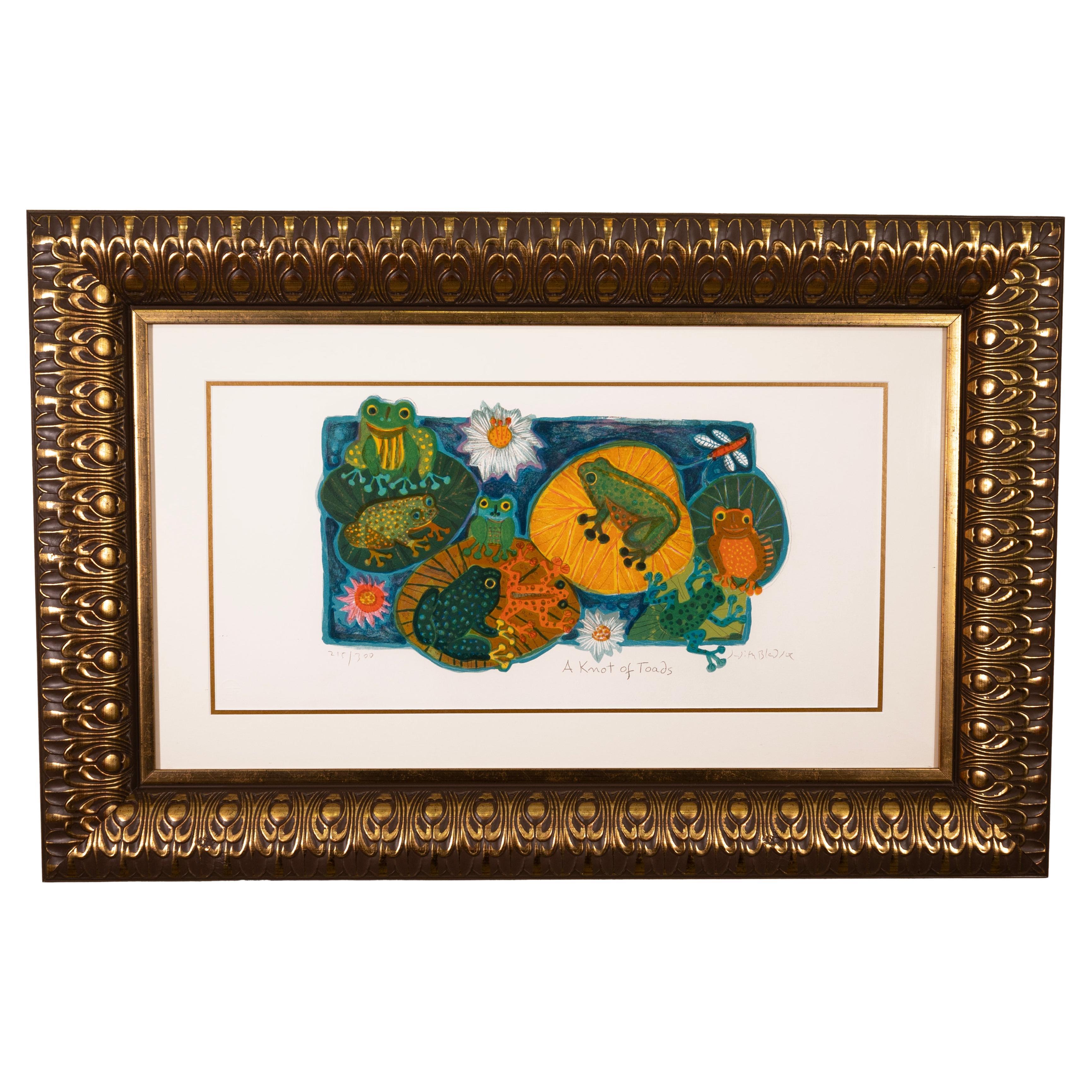 Judith Bledsoe A Knot Of Toads Signed Modernist Lithograph 215/300 Framed