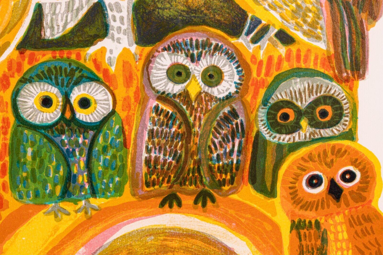 Judith Bledsoe A Parliament of Owls signée Lithographie moderne 274/300 encadrée en vente 1