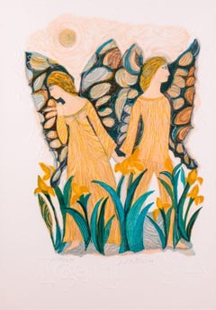 Judith Bledsoe Gemini Zodiac Hand Signed Contemporary Lithograph 117/250 Framed