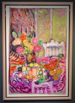 JUDITH BLEDSOE (1928-2013) American ORIGINAL Still Life Colourful OIL PAINTING 