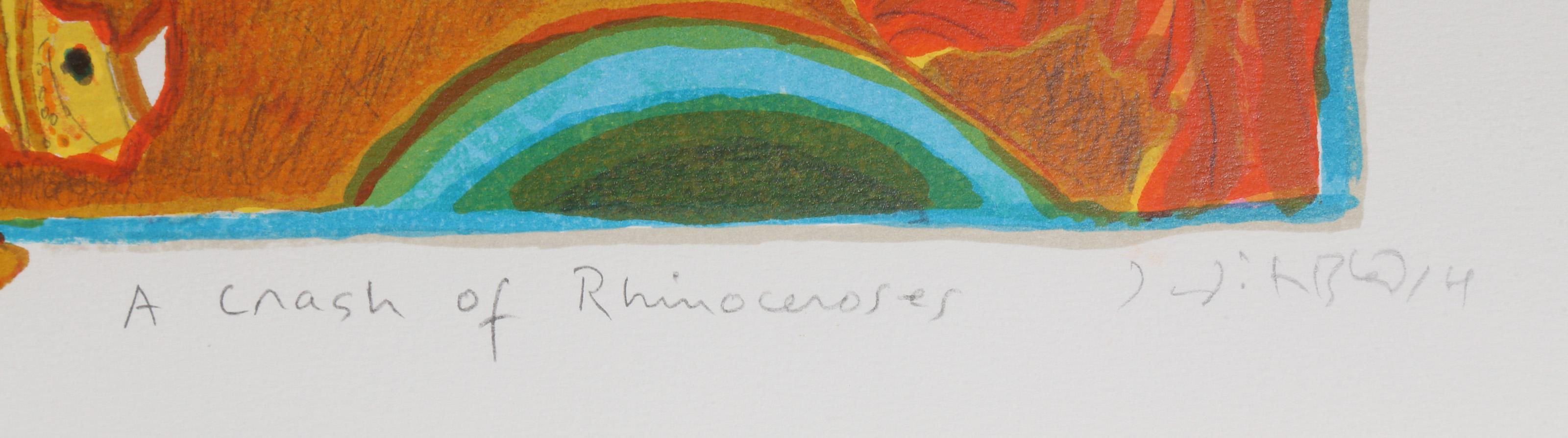 Un Crash de rhinocéros, lithographie de Judith Bledsoe en vente 1