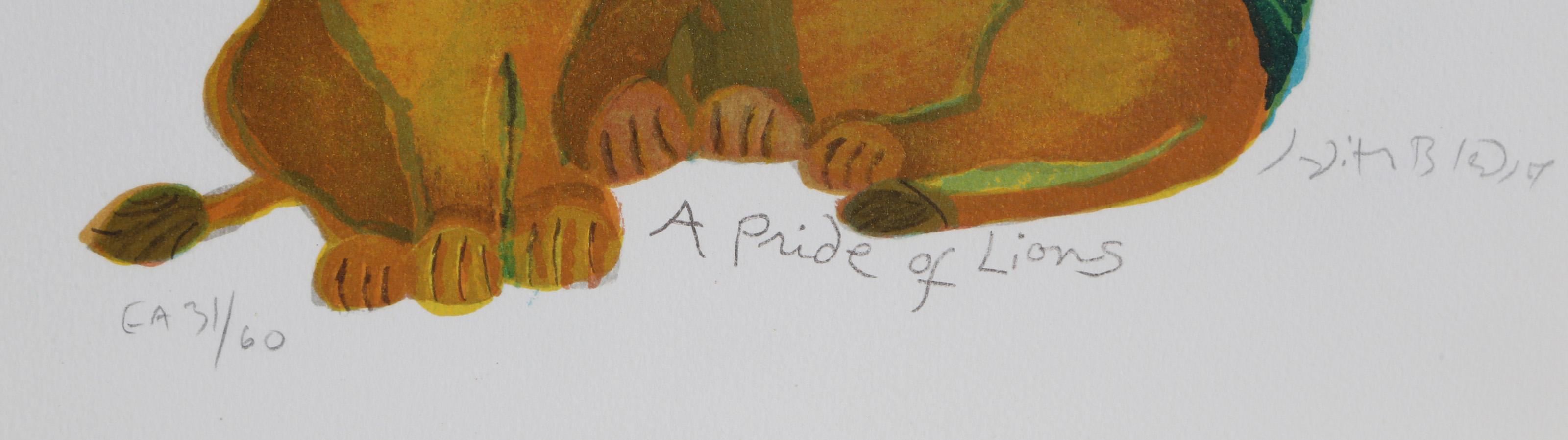 Una manada de leones, litografía de Judith Bledsoe en venta 1