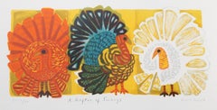 Vintage A Rafter of Turkeys, Lithograph by Judith Bledsoe