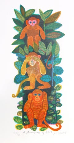 A Shrewdness of Apes, Lithograph by Judith Bledsoe