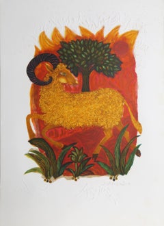 Vintage Aries from the Zodiac of Dreams Series, Lithograph by Judith Bledsoe