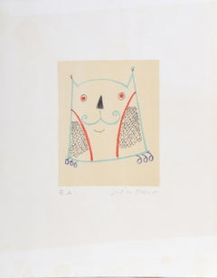Retro Blue Cat, Lithograph by Judith Bledsoe