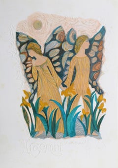 Vintage Gemini from the Zodiac of Dreams Series, Lithograph by Judith Bledsoe