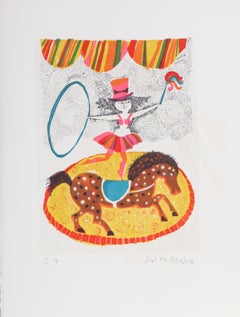 Acrobate d'un petit cirque, lithographie de Judith Bledsoe