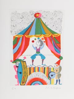 Juggler with Band from A Little Circus, Lithograph by Judith Bledsoe