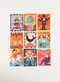 Retro Nine Circus Scenes, Lithograph by Judith Bledsoe