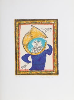 Petite Portrait – Französisches Horn, Lithographie von Judith Bledsoe