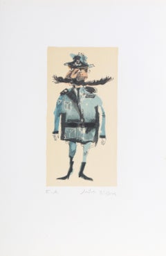 Retro Petite Portrait - Policeman, Lithograph by Judith Bledsoe