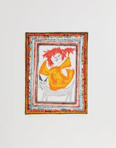 Kleines Porträt – Rotes Haarmädchen, Lithographie von Judith Bledsoe
