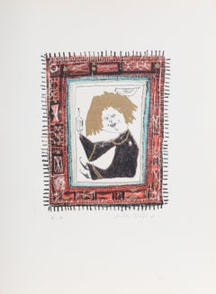 Vintage Petite Portrait - Witch, Lithograph by Judith Bledsoe