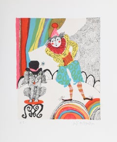 Lapin au chapeau d'un petit cirque, lithographie de Judith Bledsoe