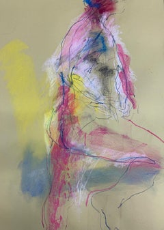 Alberto de pie 3, Pintura figurativa original, Desnudo brillante Dibujo al natural Arte