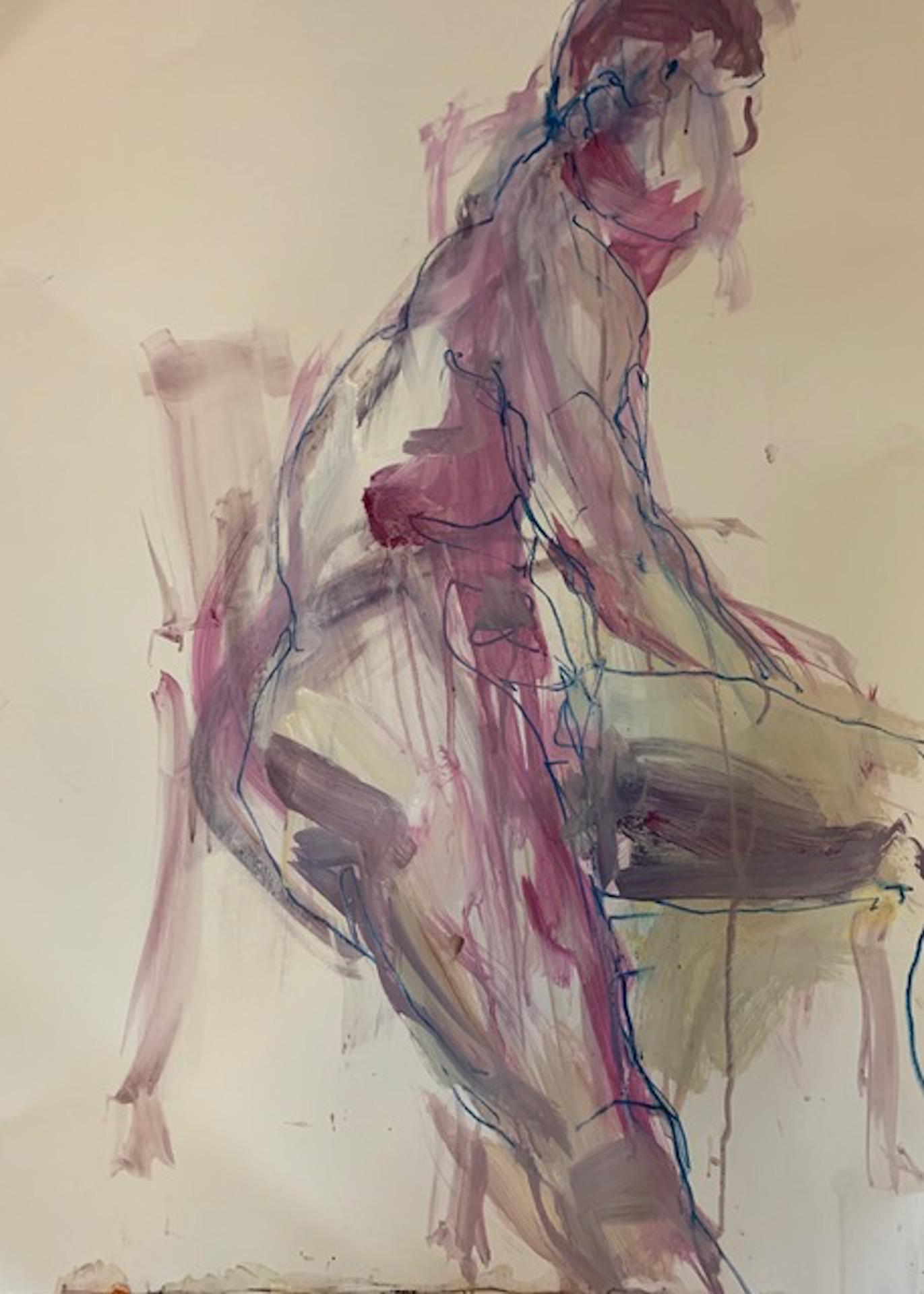 Abstract Painting Judith Brenner - Rich Seated 3, peinture d'origine de nus, art figuratif, dessin de vie, art lumineux