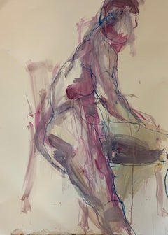 Rich Seated 3, Original Nude Painting, Figurative Art, Life Drawing, Bright Art