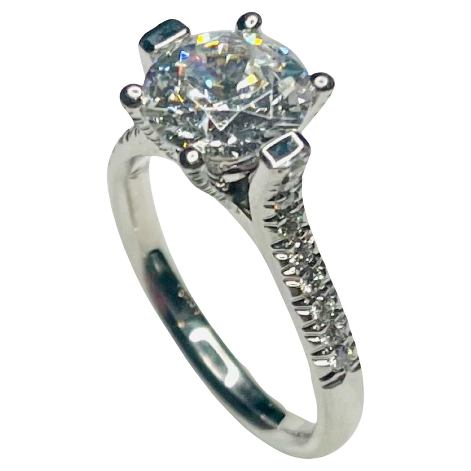 Judith Conway Platinum and Diamond Engagement Ring For Sale