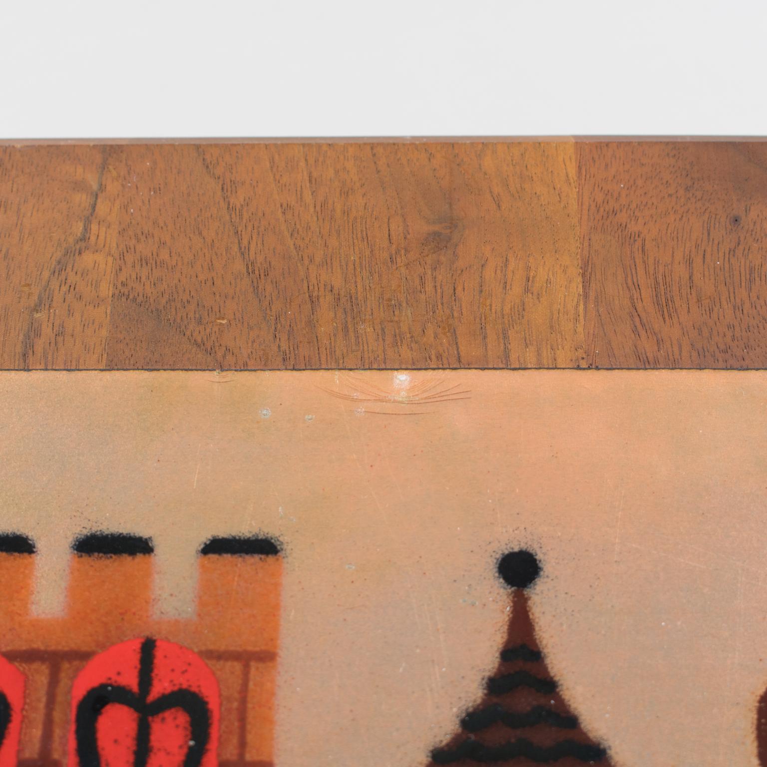 Panneau mural d'œuvres d'art en émail de Judith Daner, paysage urbain géométrique du milieu du siècle, une paire en vente 7