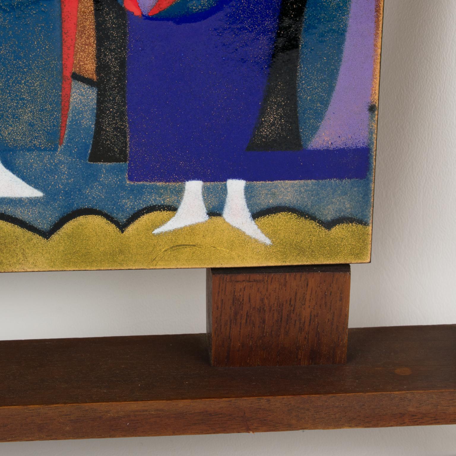 Judith Daner Enamel Artwork Wall Panels, the Mexicans 1950s im Angebot 6
