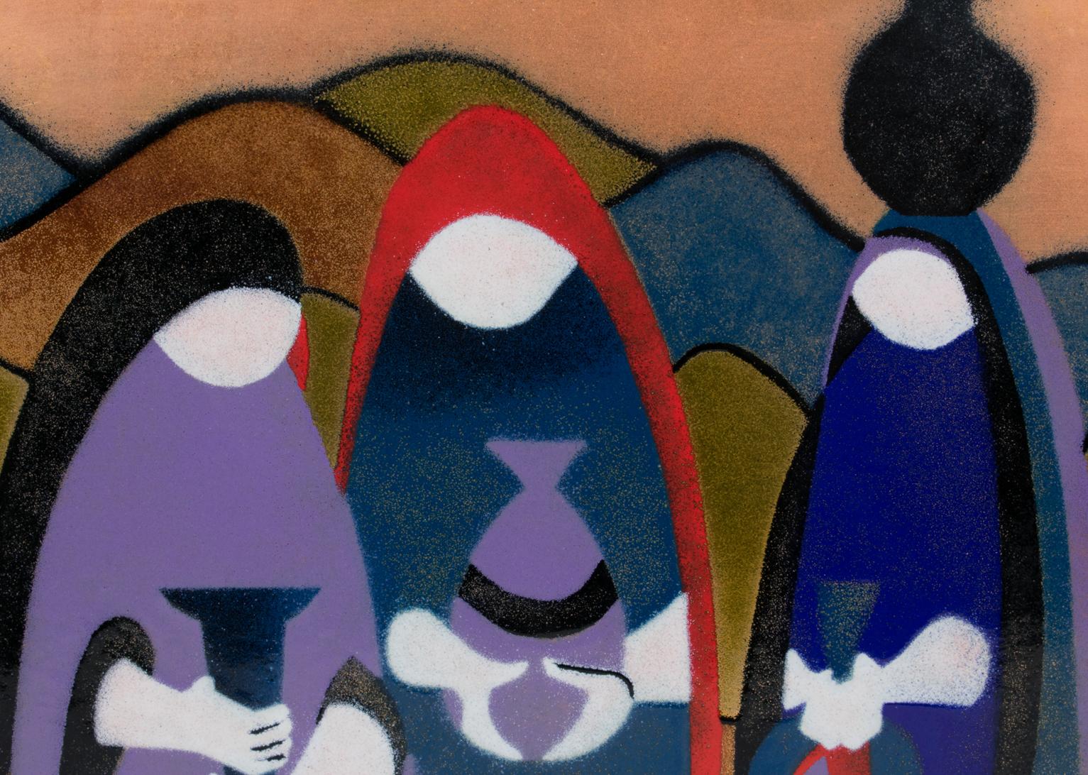 Judith Daner Enamel Artwork Wall Panels, the Mexicans 1950s im Angebot 8