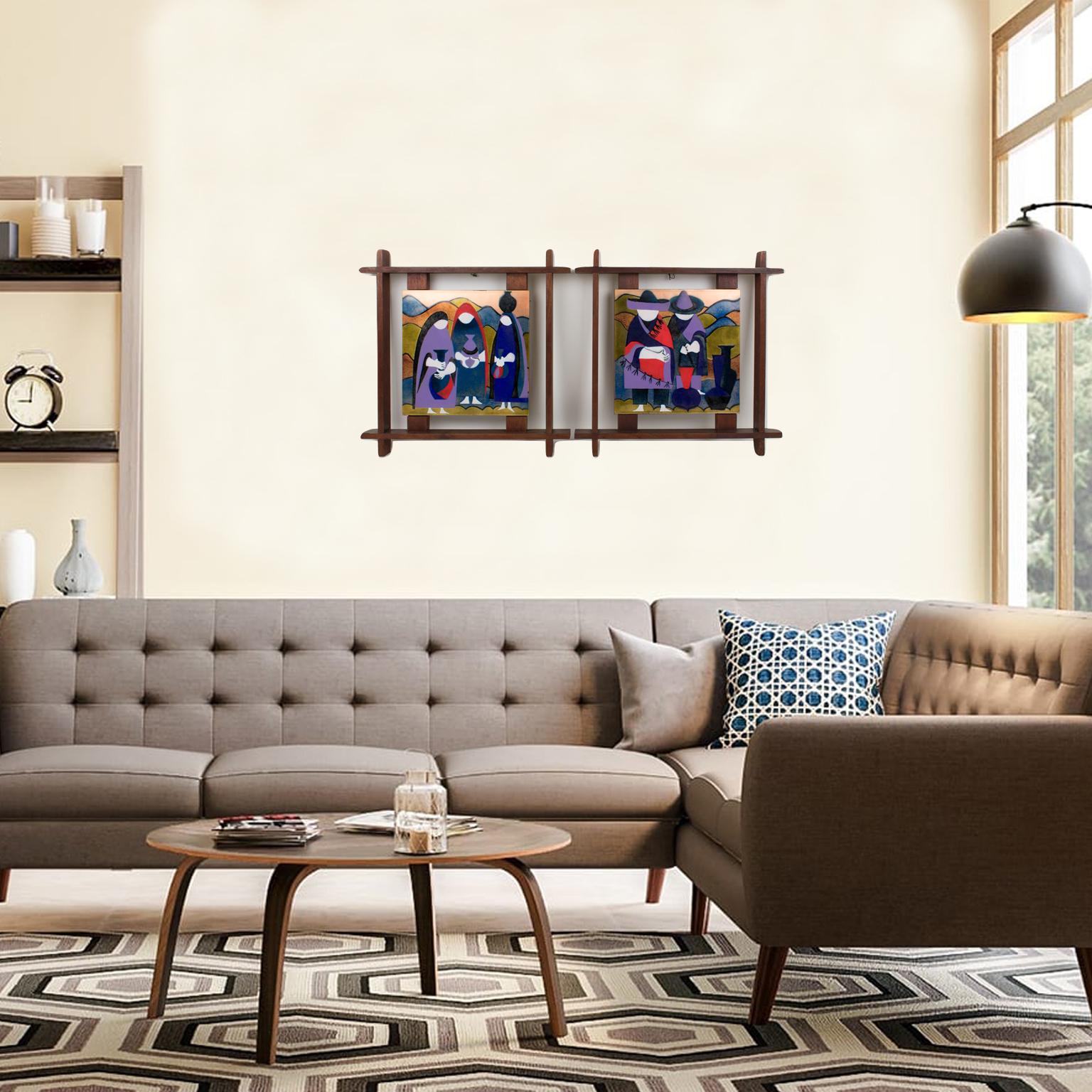 Judith Daner Enamel Artwork Wall Panels, the Mexicans 1950s im Angebot 12